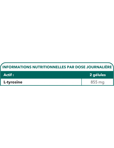 Bionops L Tyrosinat - L-Tyrosine 855 mg - Système Nerveux - Tableau des Ingrédients
